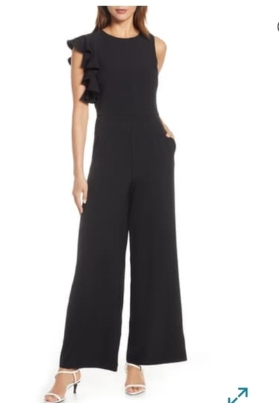 JULIA Jordan Sleeveless Ruffle Shoulder Jumpsuit